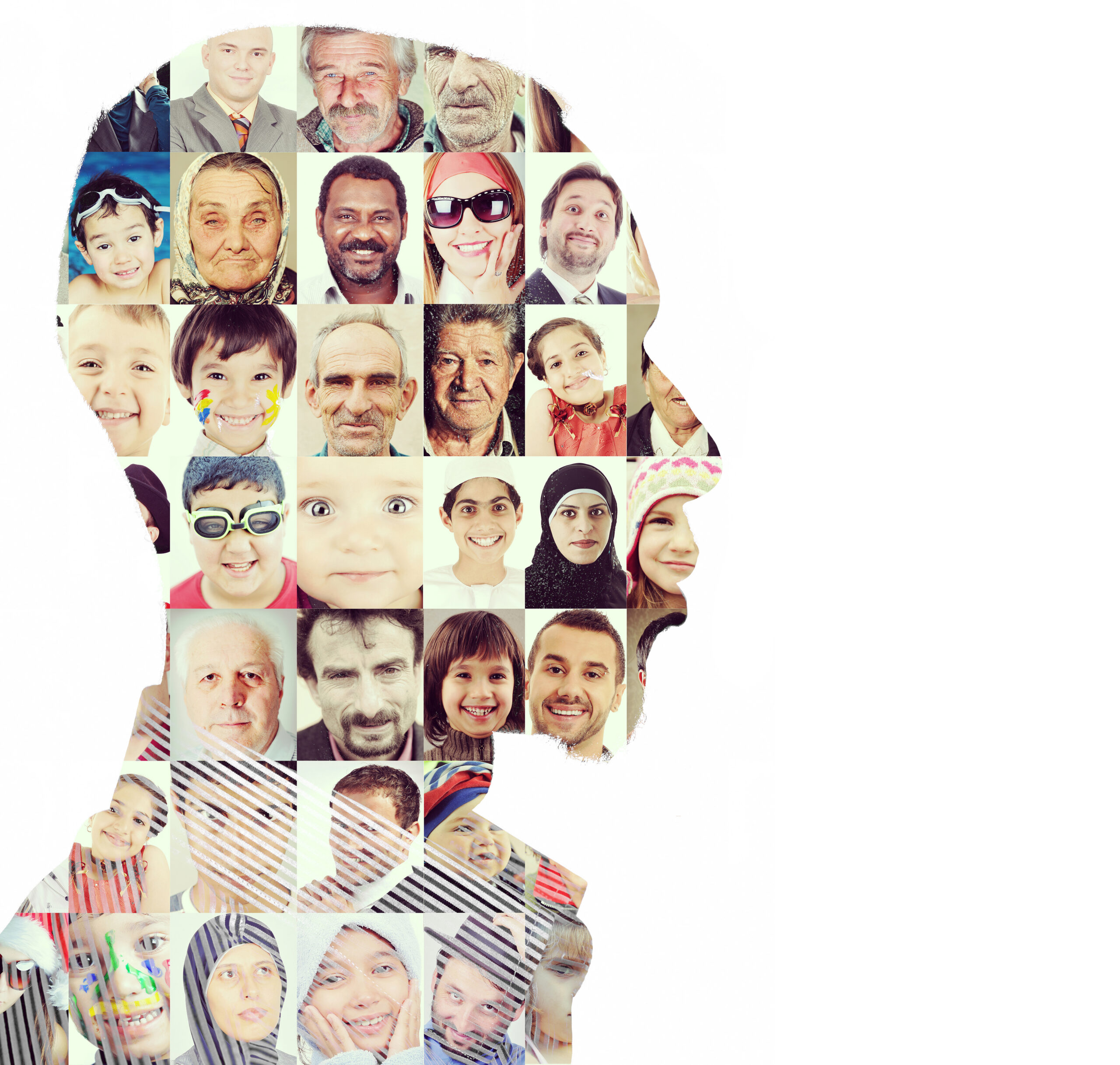 Human silhouette made of images of people